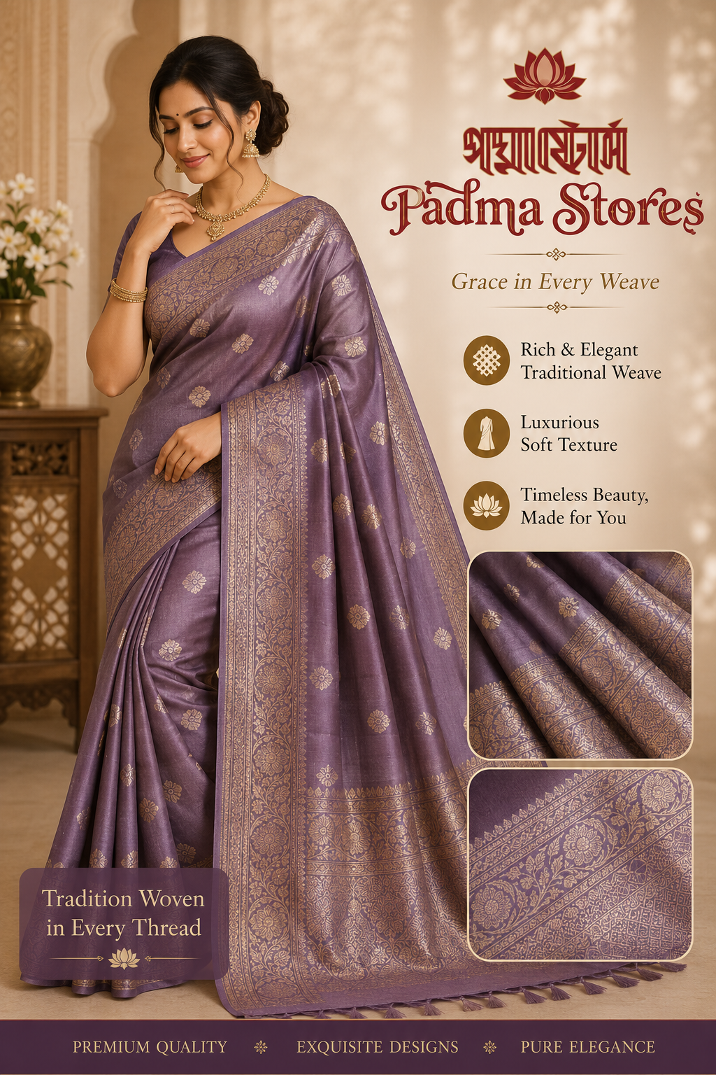 Satin Masroon Zari