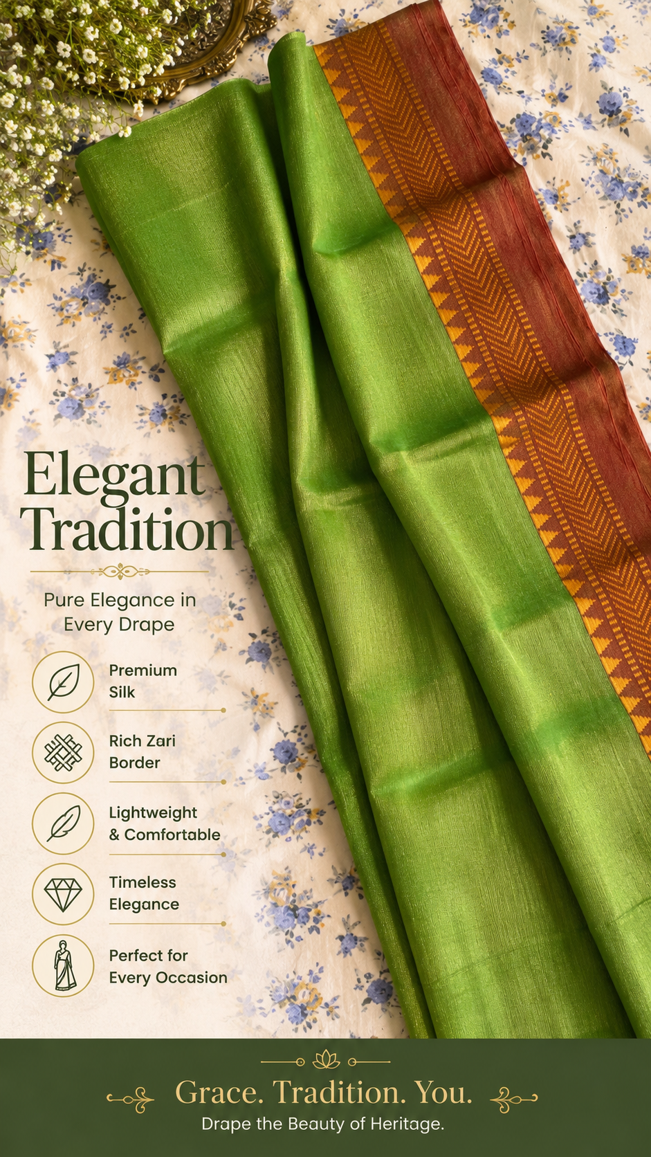 Cotton Handloom Tisue Saree - Image 2