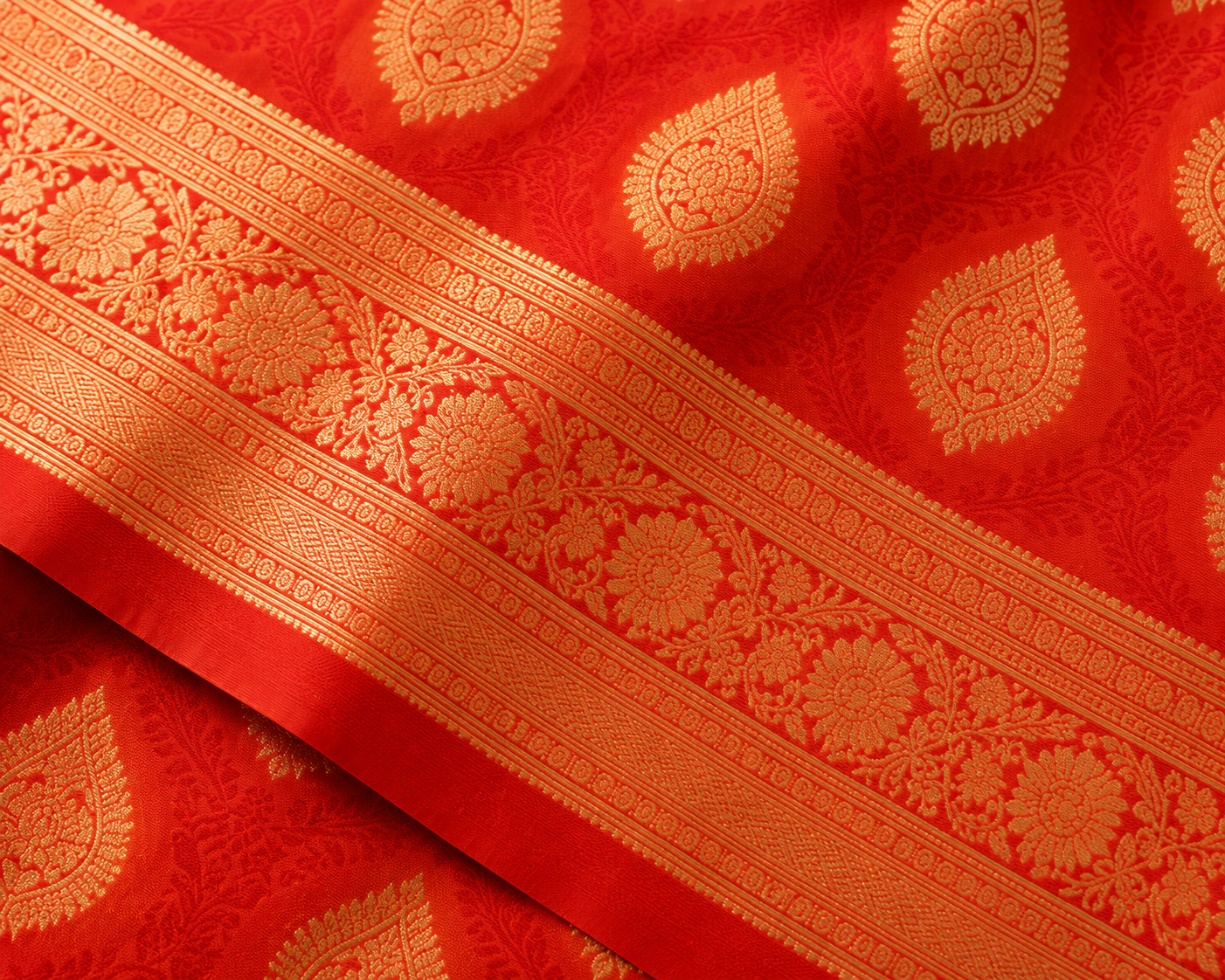 Orange Benarasi Zari Soft Silk - Image 2