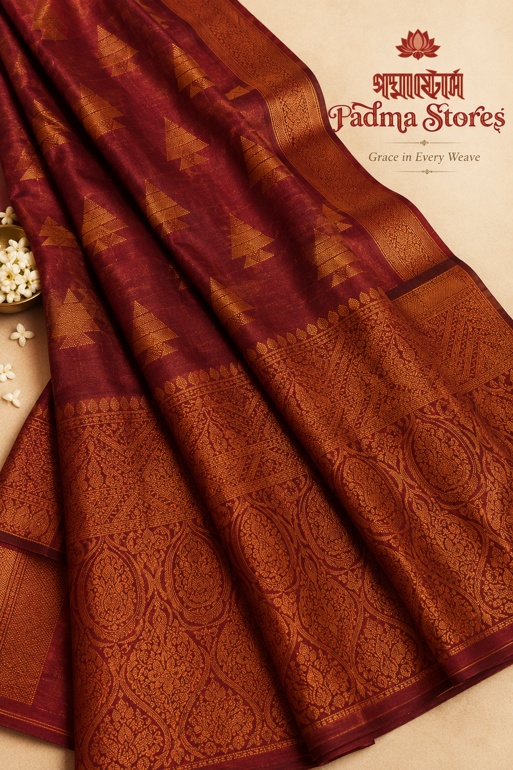 Soft Satin Silk Copper Zari - Image 2