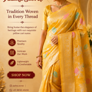 Yellow Benarasi Meena Zari Silk Saree