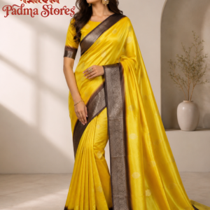 Rumali Silk Saree – Sunshine Yellow with Antique Zari Border