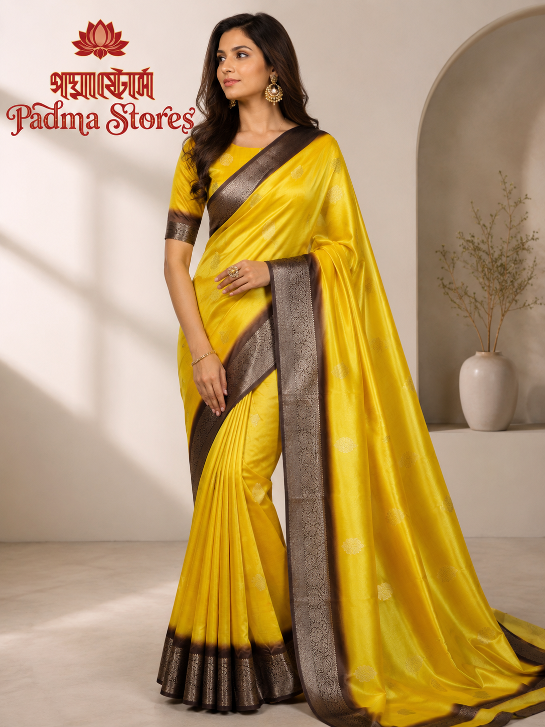 Rumali Silk Saree – Sunshine Yellow with Antique Zari Border