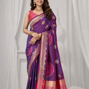 Royal Orchid Soft Silk Saree with Pink Zari Pallu
