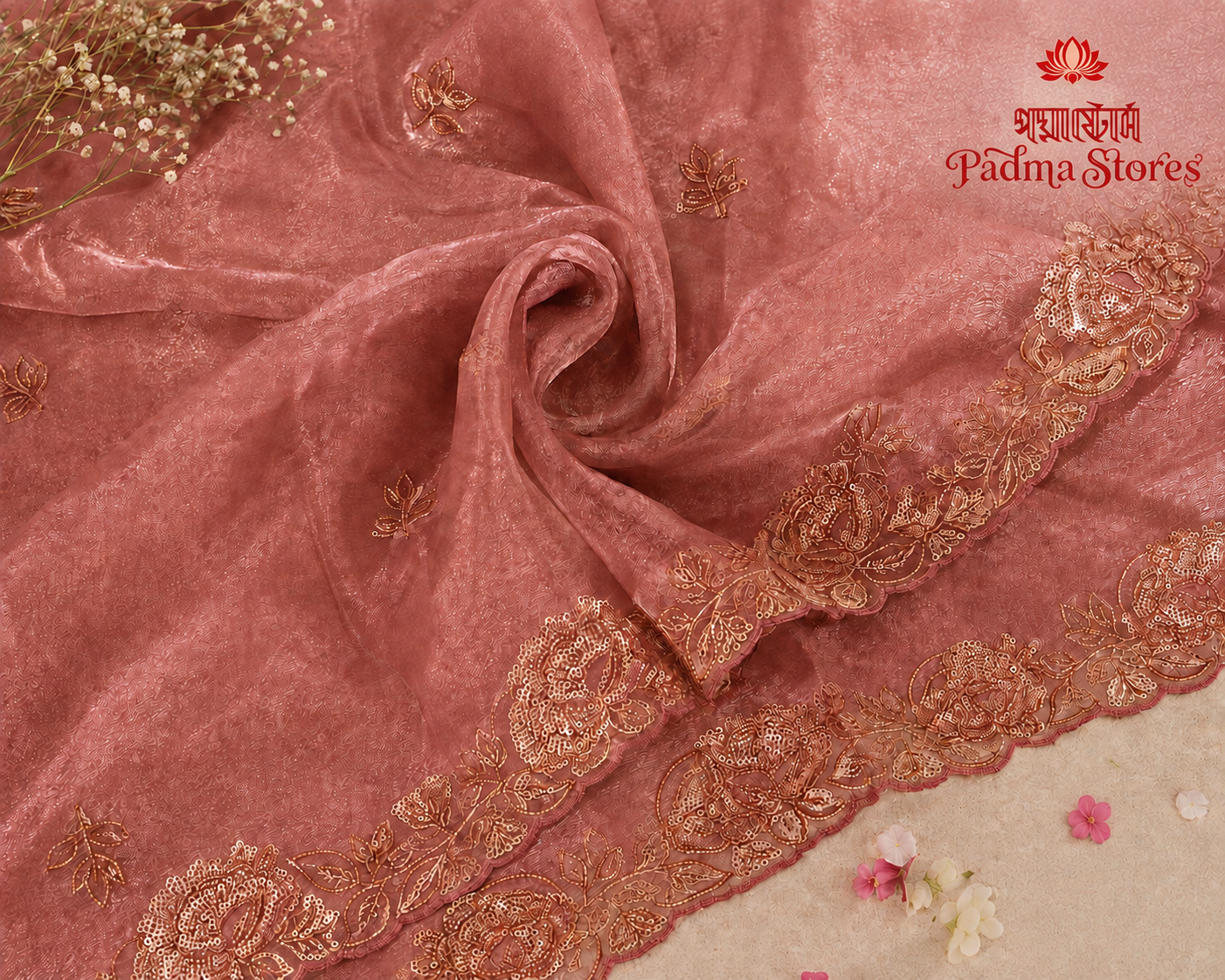 Gulabo Tissue Zari Saree - Image 2