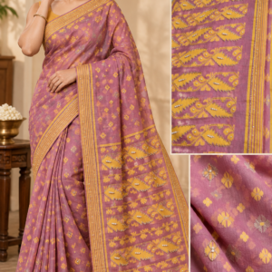 Mauve Purple Jamdani with Kathdana Work