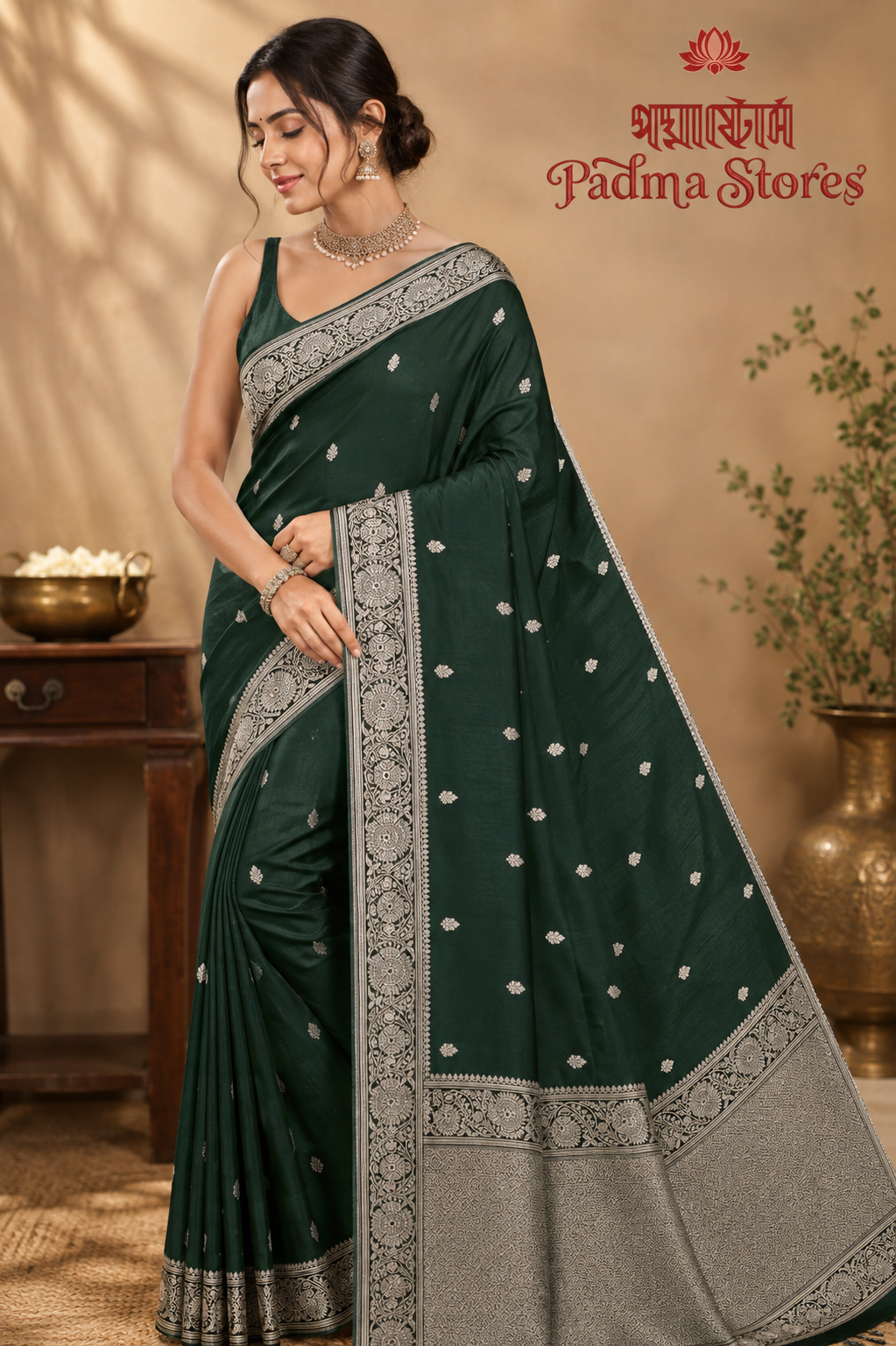 Emerald Banarasi Semi Mashru