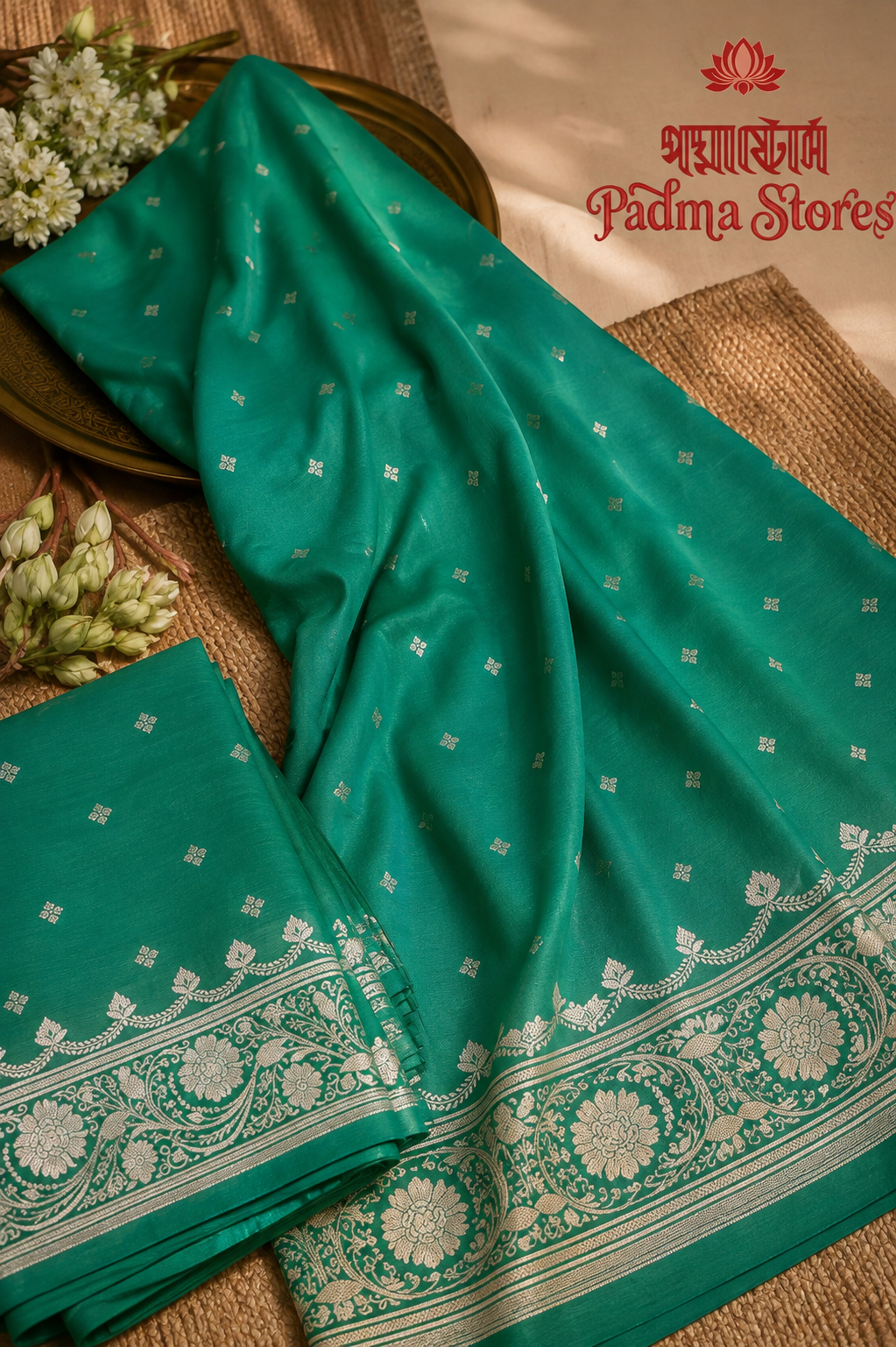 Emerald Green Semi Mashru Silk - Image 2