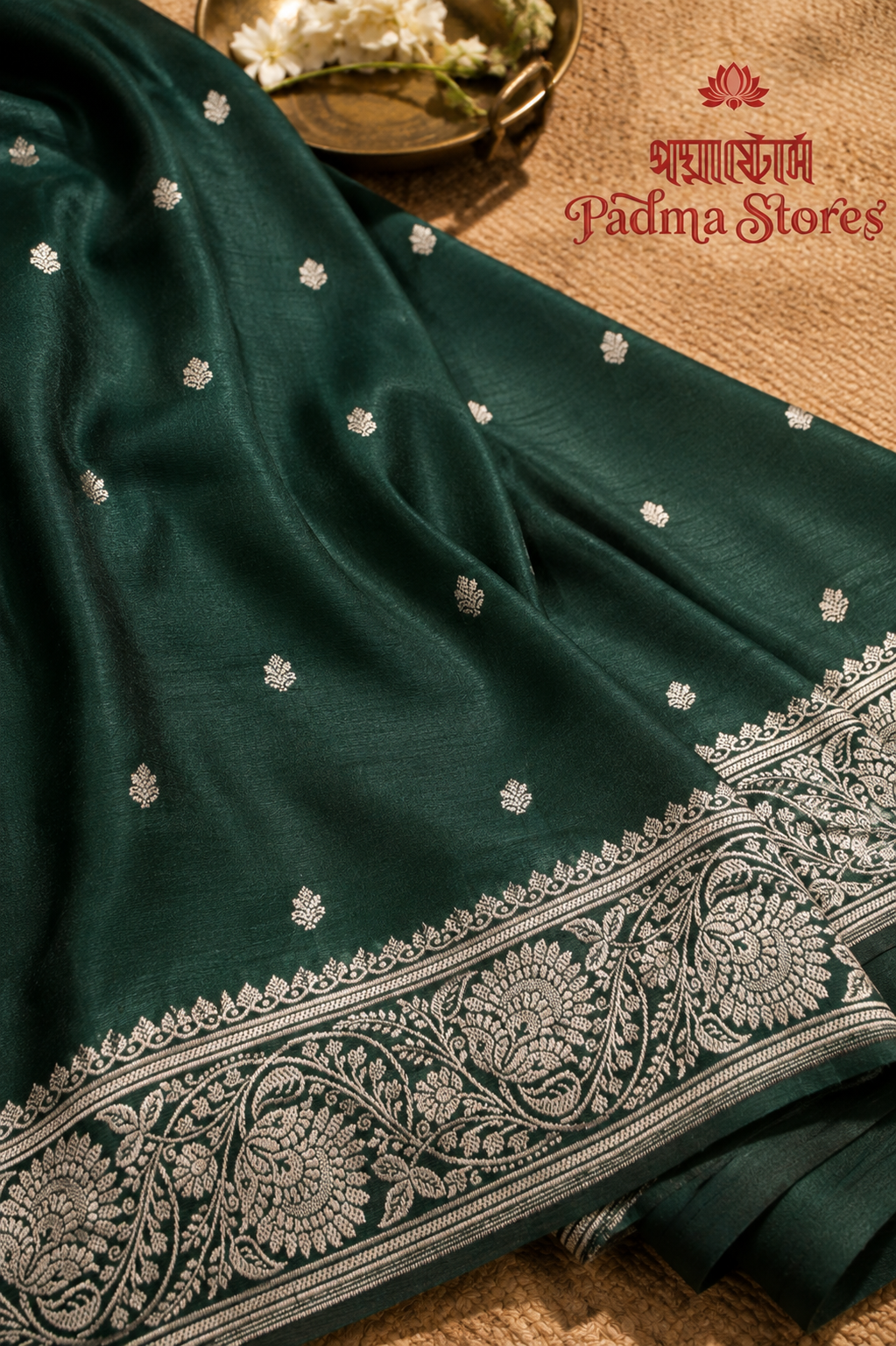 Emerald Banarasi Semi Mashru - Image 2
