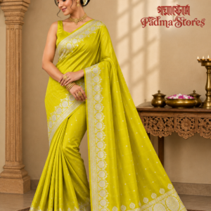 Mustard - Green Dual Tone Semi Mashru Silk