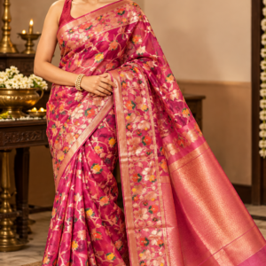Gulabi Kathdana Jamdani Organza Saree